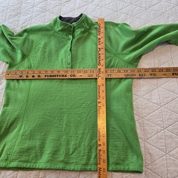 Ibex 1/4 Snap Pullover Top Women's L Green Merino Wool USA Made Granola Girl - Picture 7 of 8